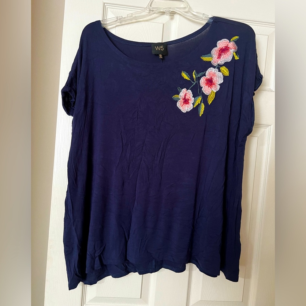 W5 Cap Sleeve Embroidered Dolman Top - 3X